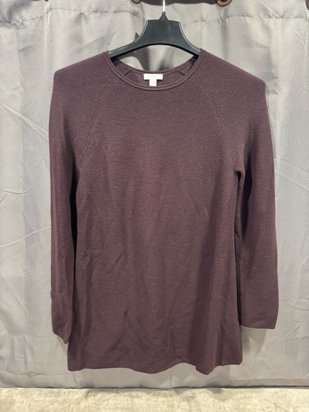 J. Jill Merino Wool Crewneck Sweater in Plum